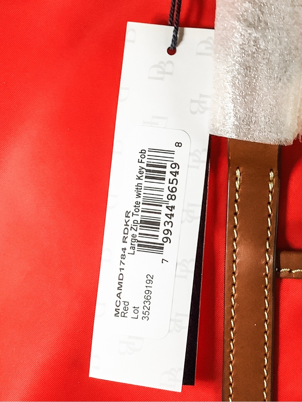 NWT Dooney & Bourke Red Nylon Wayfarer Tote Bag with Leather Trim - Picture 7 of 7